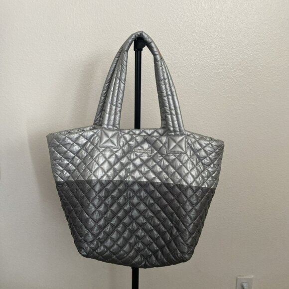 MZ WALLACE TWO TONE GRAY /SILVER TOTE BAG - Picture 1 of 14
